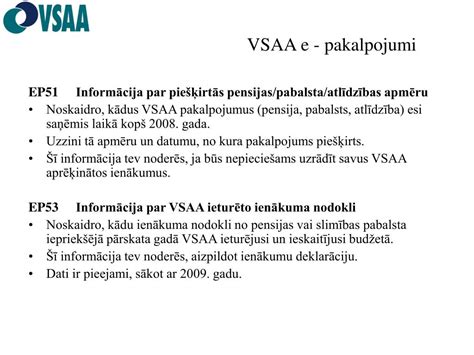 vsaa informācija un pakalpojumi